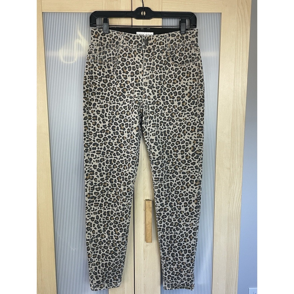 Knox Rose Leopard Print Skinny Jeans Size 6 Y2K Casual Party‎ Moto Rock School